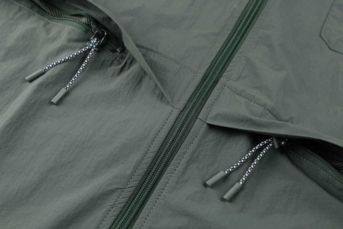 Green Nylon Plain Shirt Jacket - Men's