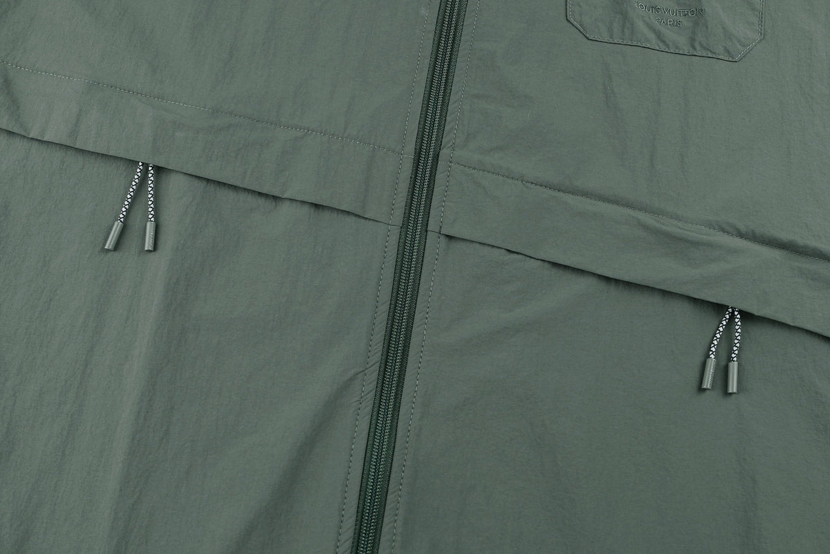 Green Nylon Plain Shirt Jacket - Men's