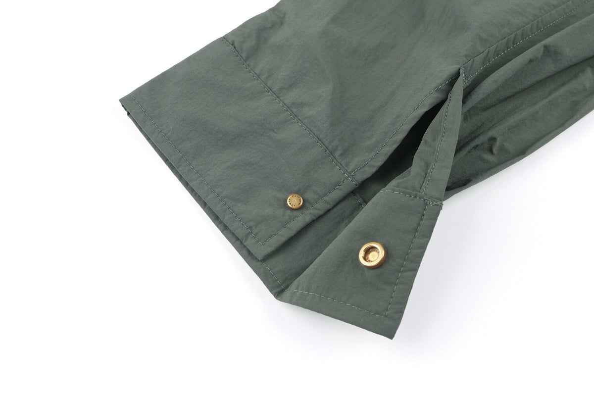 Green Nylon Plain Shirt Jacket - Men's