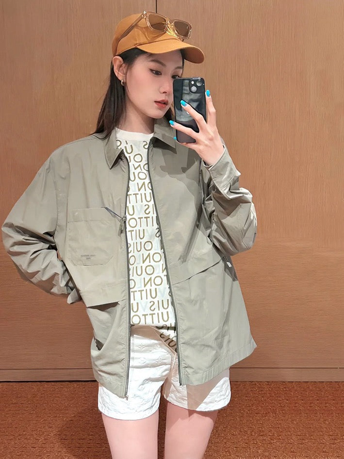 Green Nylon Plain Shirt Jacket - Men's