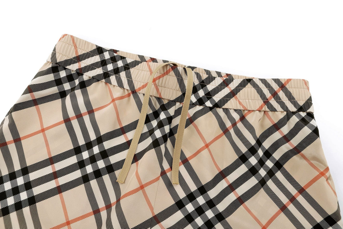 Beige Cotton Check Tailored - Men's