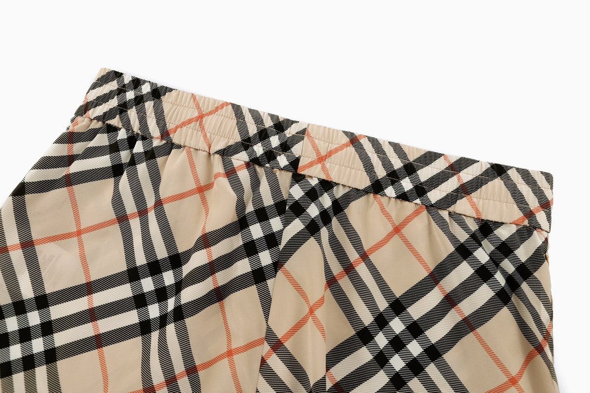 Beige Cotton Check Tailored - Men's