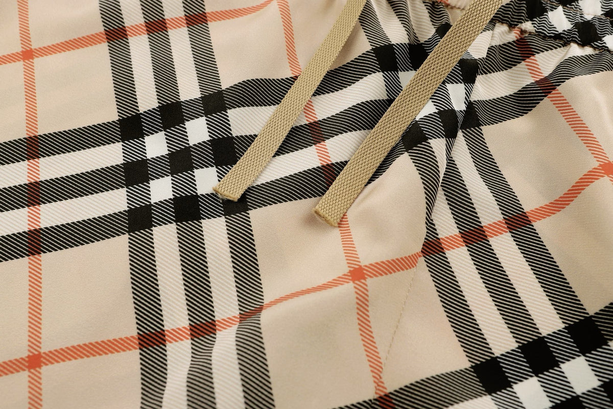 Beige Cotton Check Tailored - Men's
