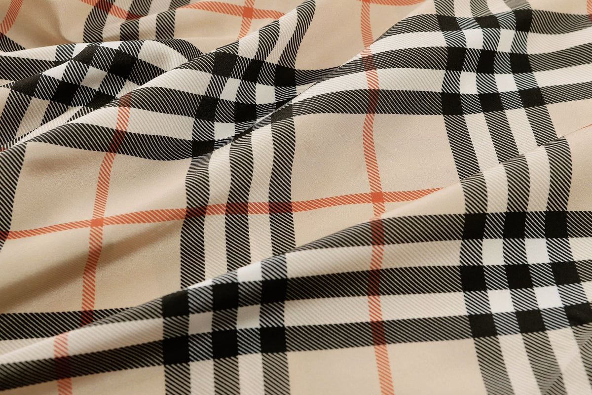 Beige Cotton Check Tailored - Men's