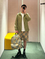 Beige Cotton Check Tailored - Men's
