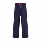 Navy Cotton Contrast Tie Wide-Leg - Men's