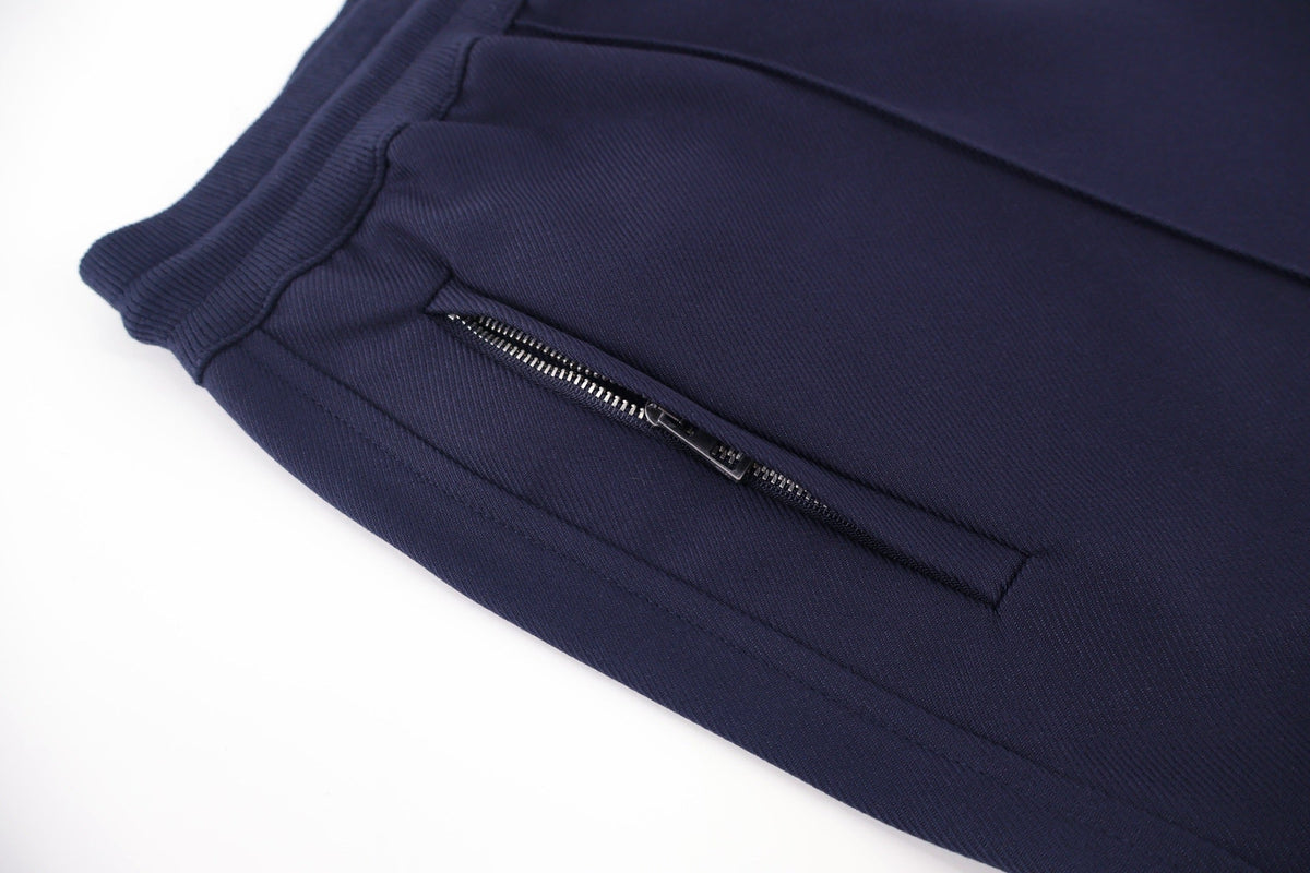 Navy Cotton Contrast Tie Wide-Leg - Men's