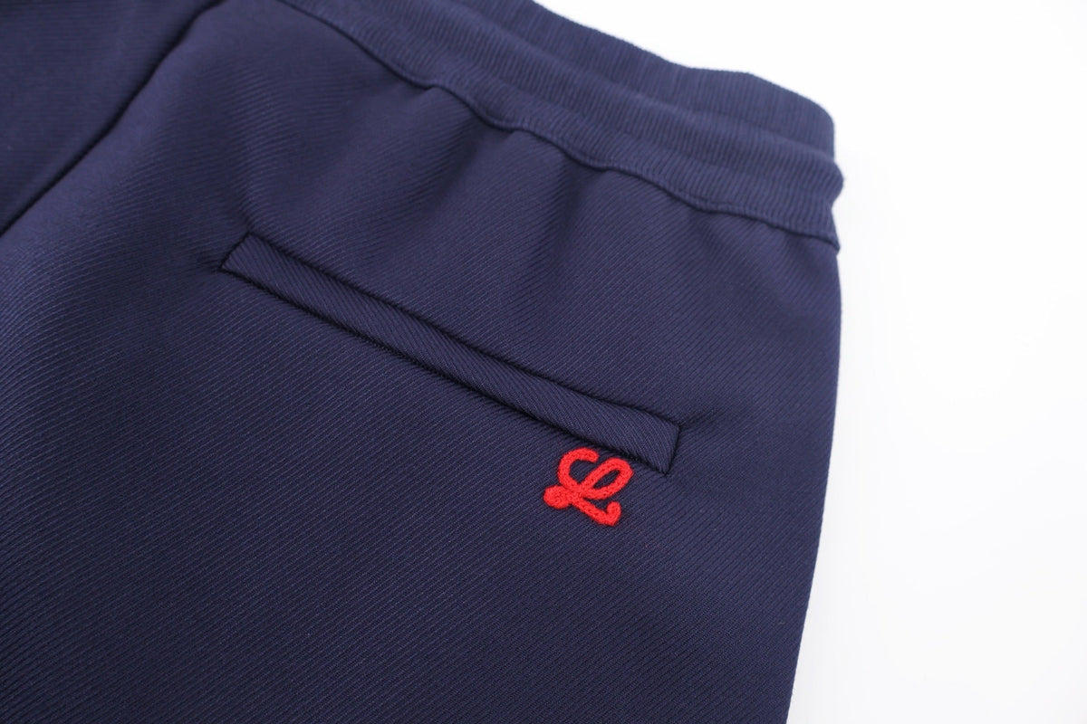 Navy Cotton Contrast Tie Wide-Leg - Men's
