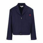 Navy Wool Patch Blouson - Men's