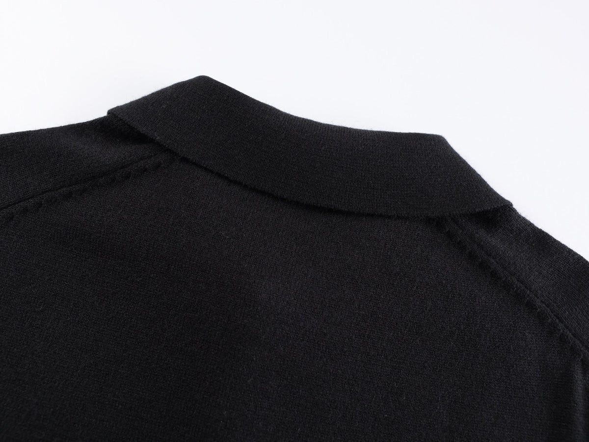 Black Cotton Chest Text Long-Sleeve - Men's