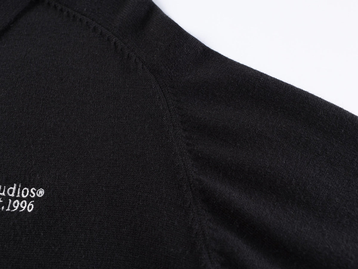 Black Cotton Chest Text Long-Sleeve - Men's