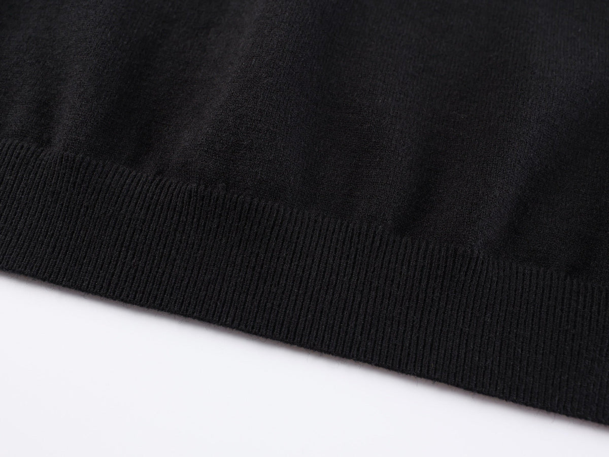 Black Cotton Chest Text Long-Sleeve - Men's