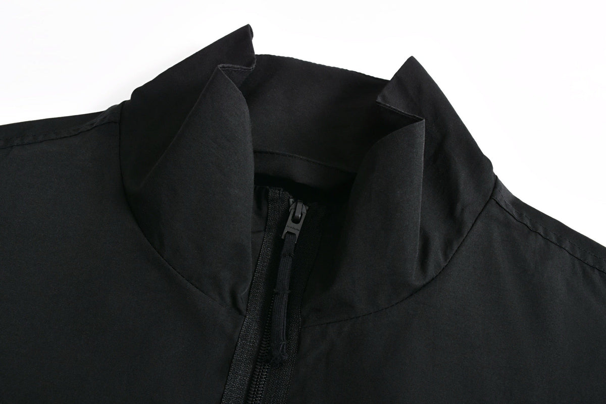 Black Nylon Stand Collar Blouson - Men's