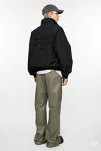 Black Nylon Stand Collar Blouson - Men's