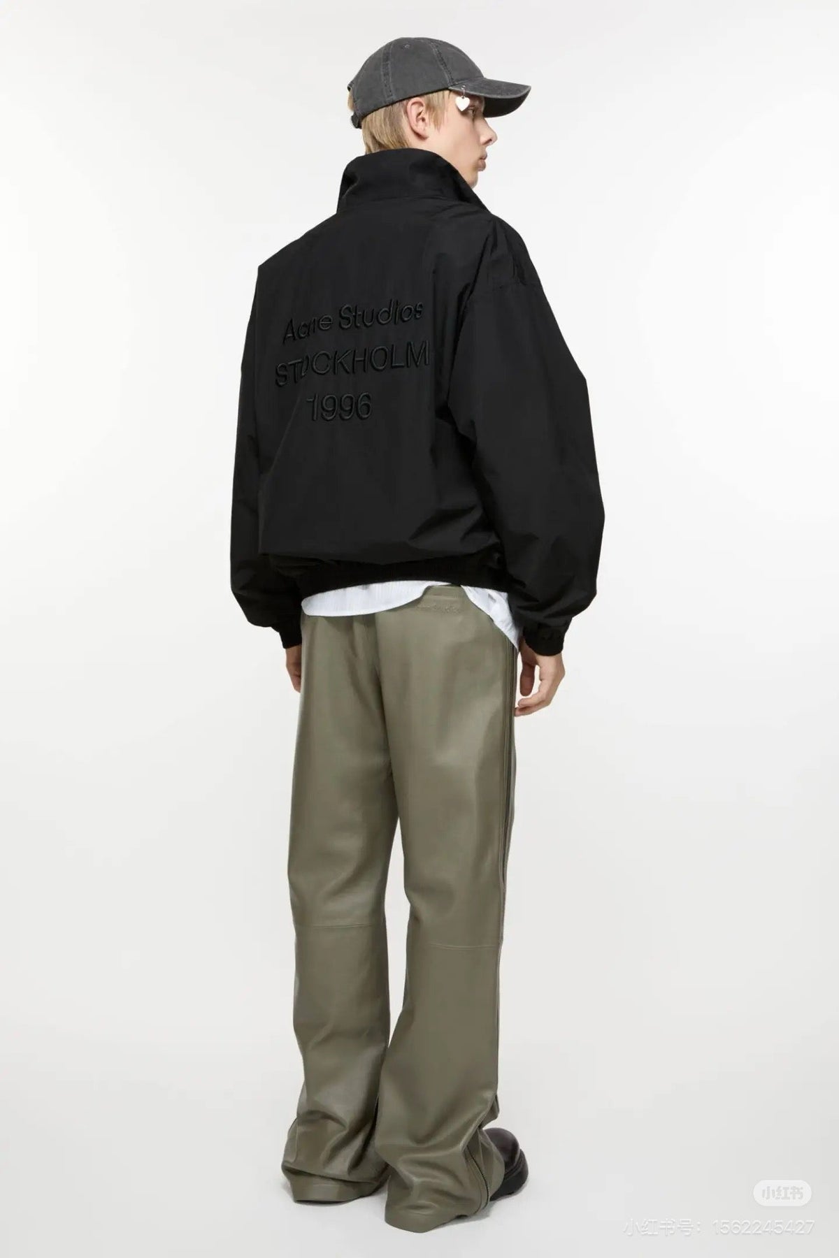 Black Nylon Stand Collar Blouson - Men's