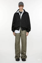 Black Nylon Stand Collar Blouson - Men's