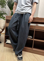Grey Denim Tie Waist Wide-Leg - Men's