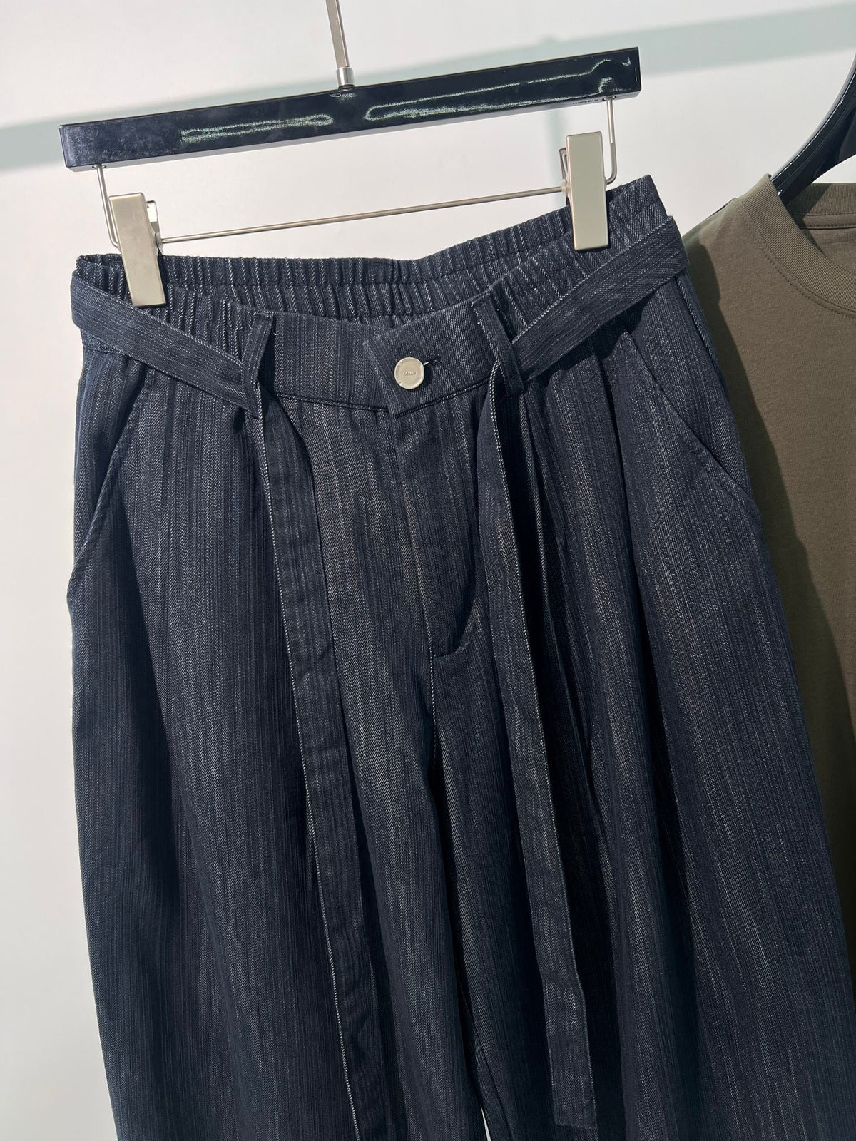 Grey Denim Tie Waist Wide-Leg - Men's