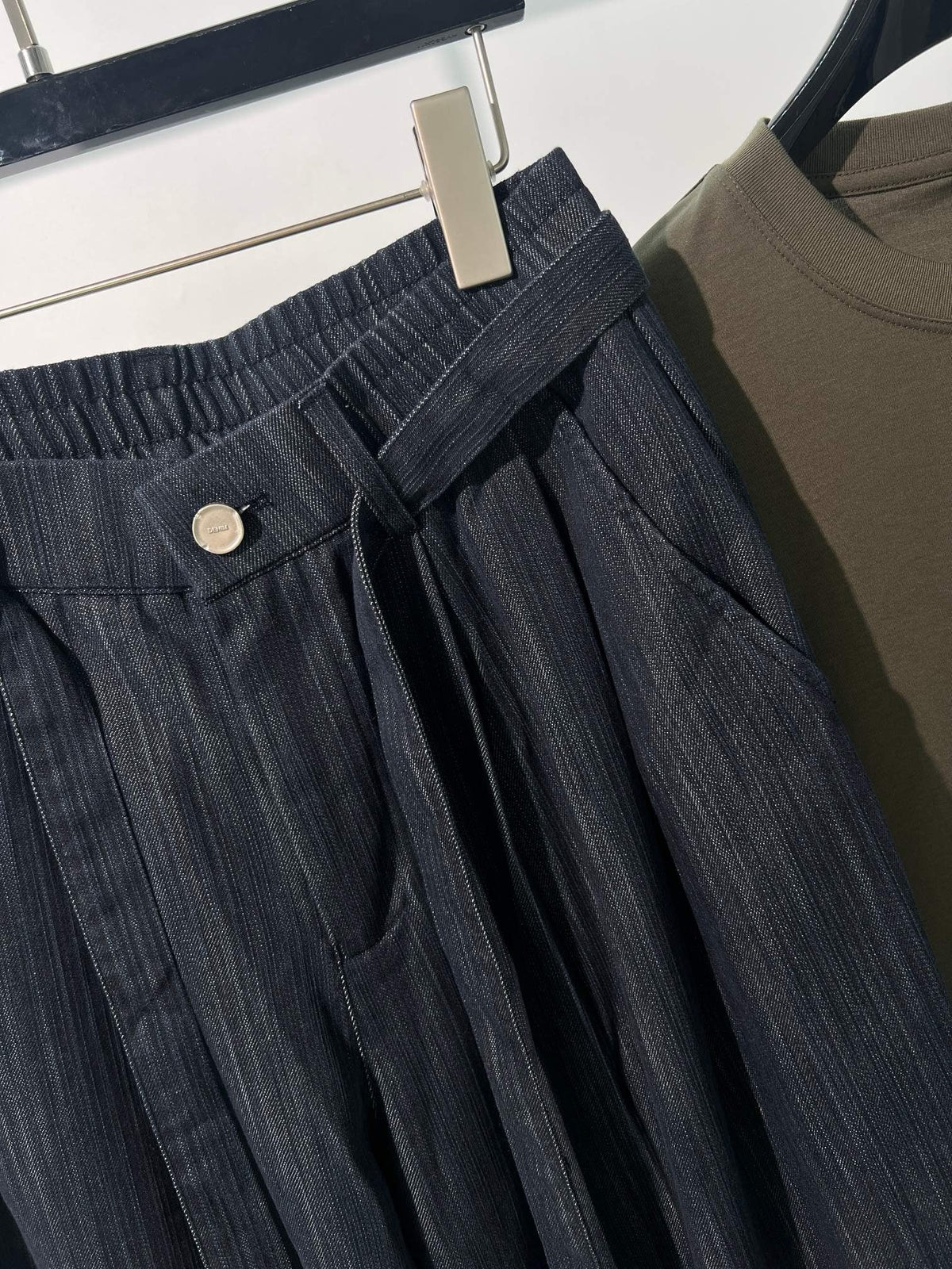 Grey Denim Tie Waist Wide-Leg - Men's