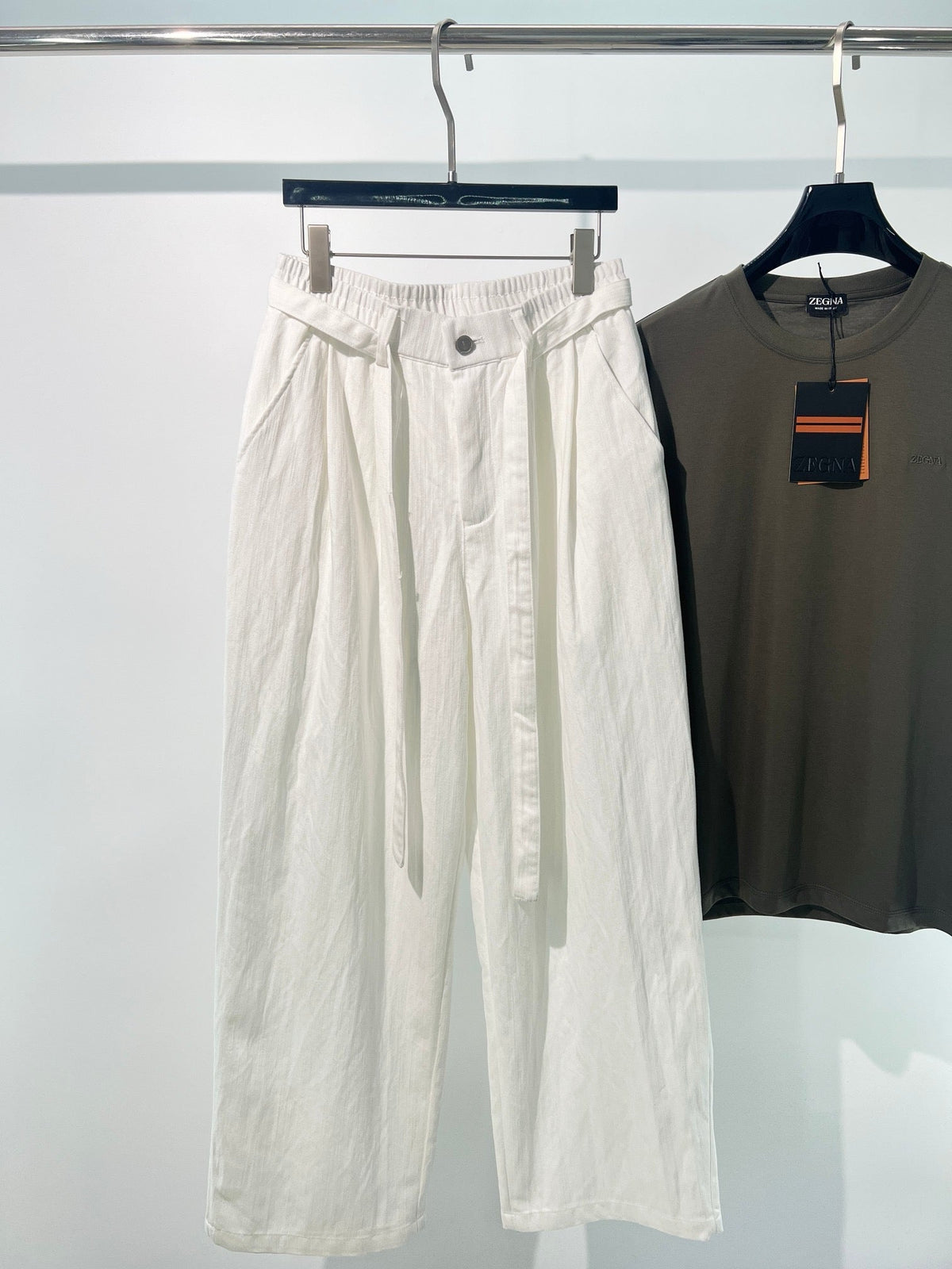 Grey Denim Tie Waist Wide-Leg - Men's