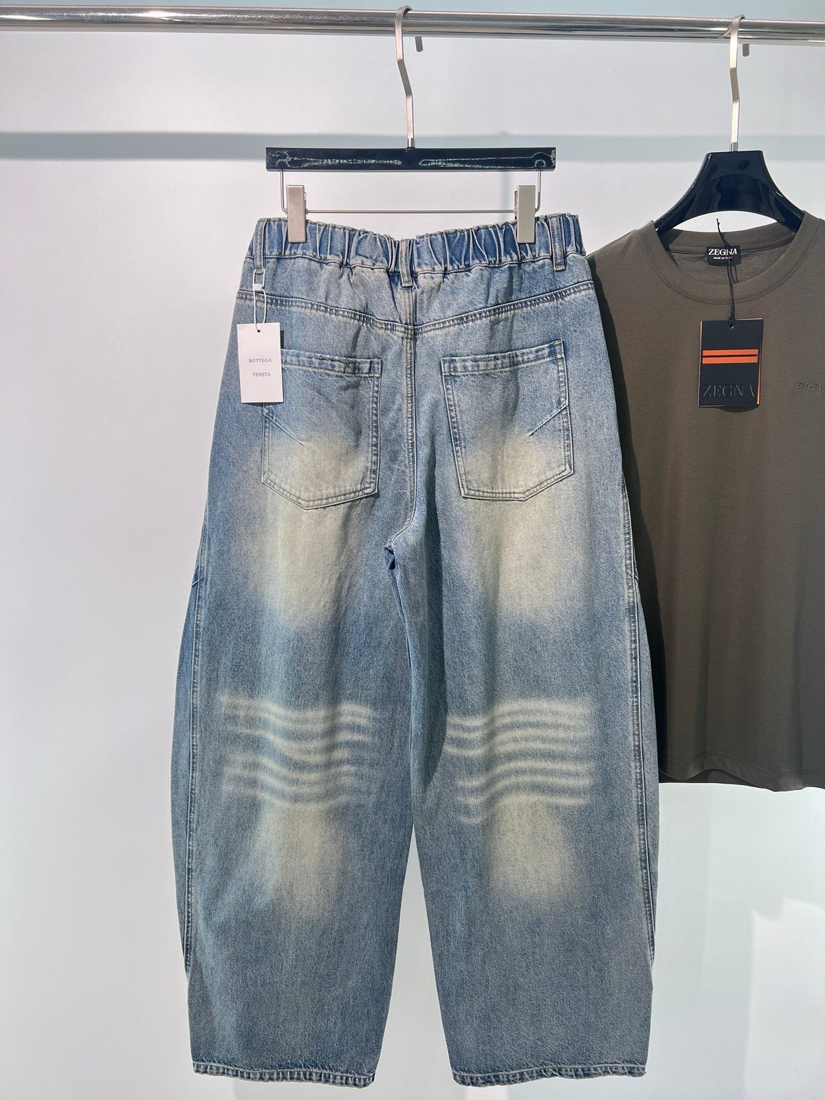 Blue Denim Faded Wide-Leg - Men's