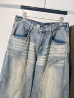 Blue Denim Faded Wide-Leg - Men's