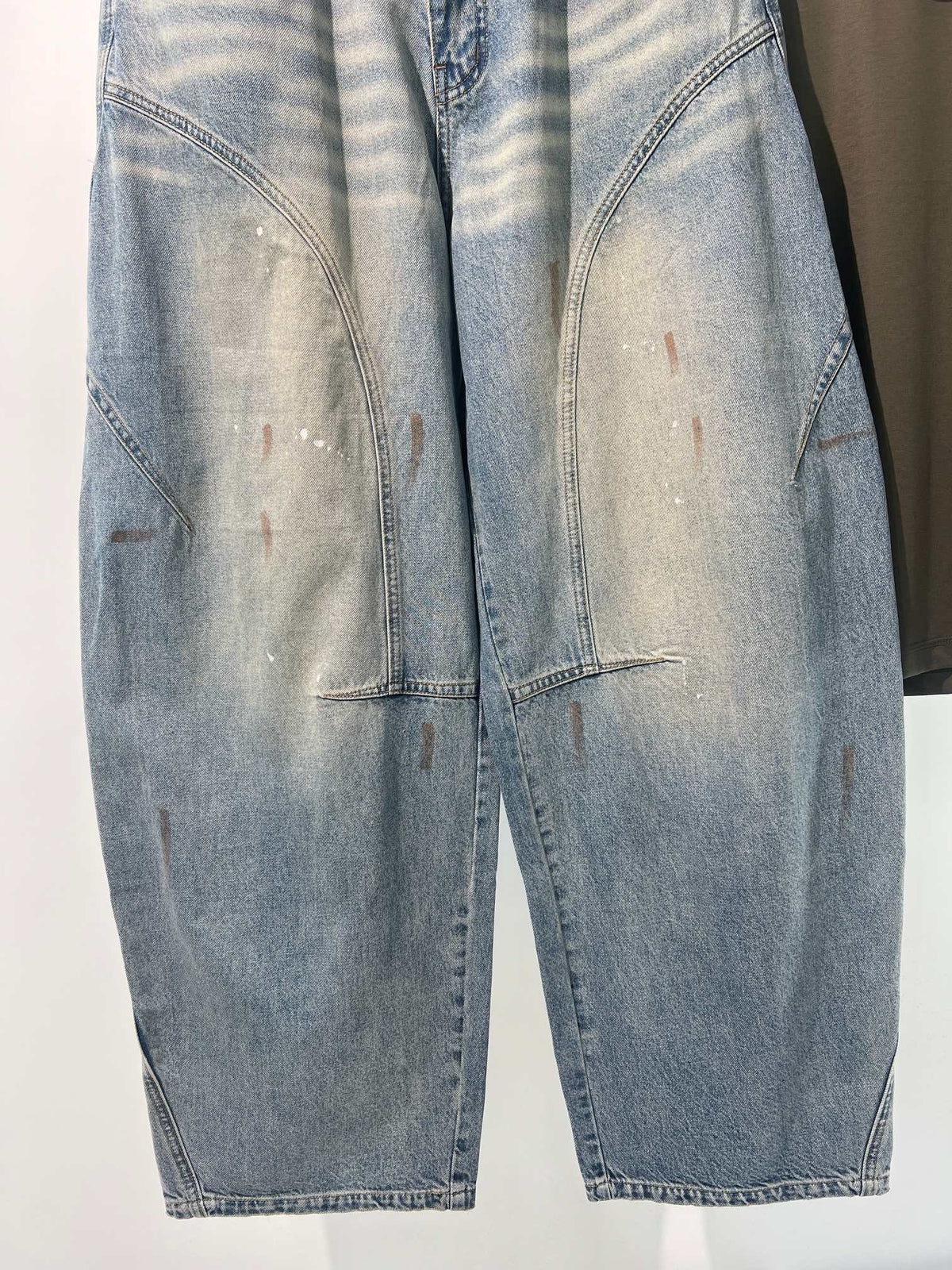 Blue Denim Faded Wide-Leg - Men's