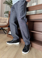 Grey Linen Plain Straight - Women's