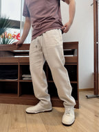 Cream Cotton Drawstring Joggers - Women's
