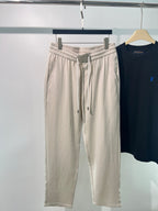Cream Cotton Drawstring Joggers - Women's