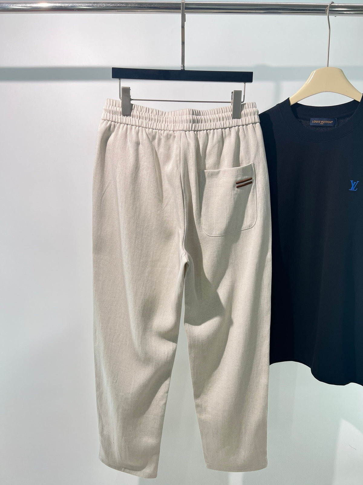 Cream Cotton Drawstring Joggers - Women's