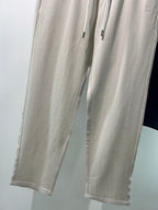 Cream Cotton Drawstring Joggers - Women's
