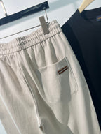 Cream Cotton Drawstring Joggers - Women's