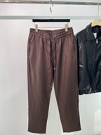 Brown Cotton Drawstring Straight - Women's