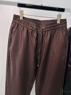 Brown Cotton Drawstring Straight - Women's