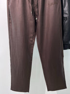 Brown Cotton Drawstring Straight - Women's
