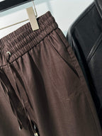 Brown Cotton Drawstring Straight - Women's