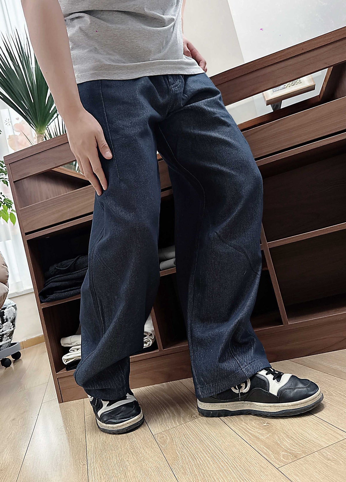 Blue Denim Plain Wide-Leg - Men's