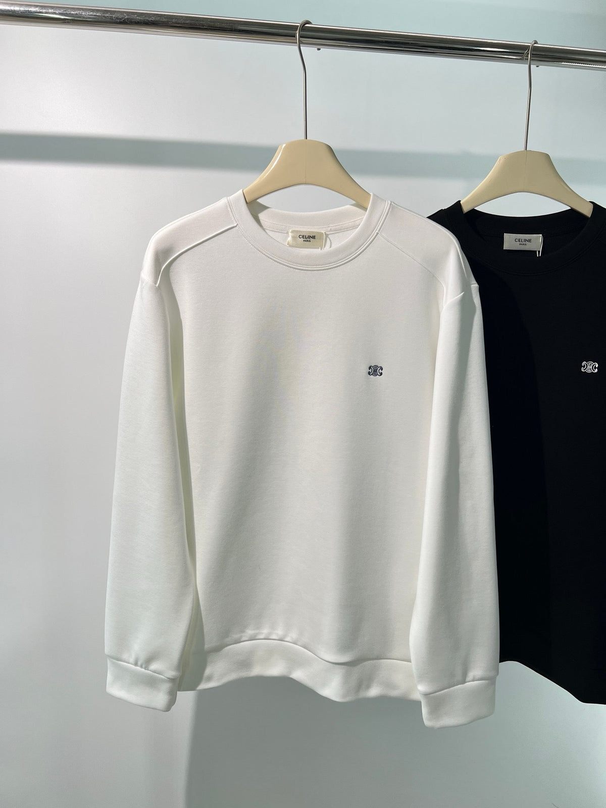 Black Cotton Small Logo Crewneck - Men's