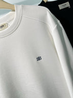 Black Cotton Small Logo Crewneck - Men's