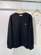 Black Cotton Small Logo Crewneck - Men's
