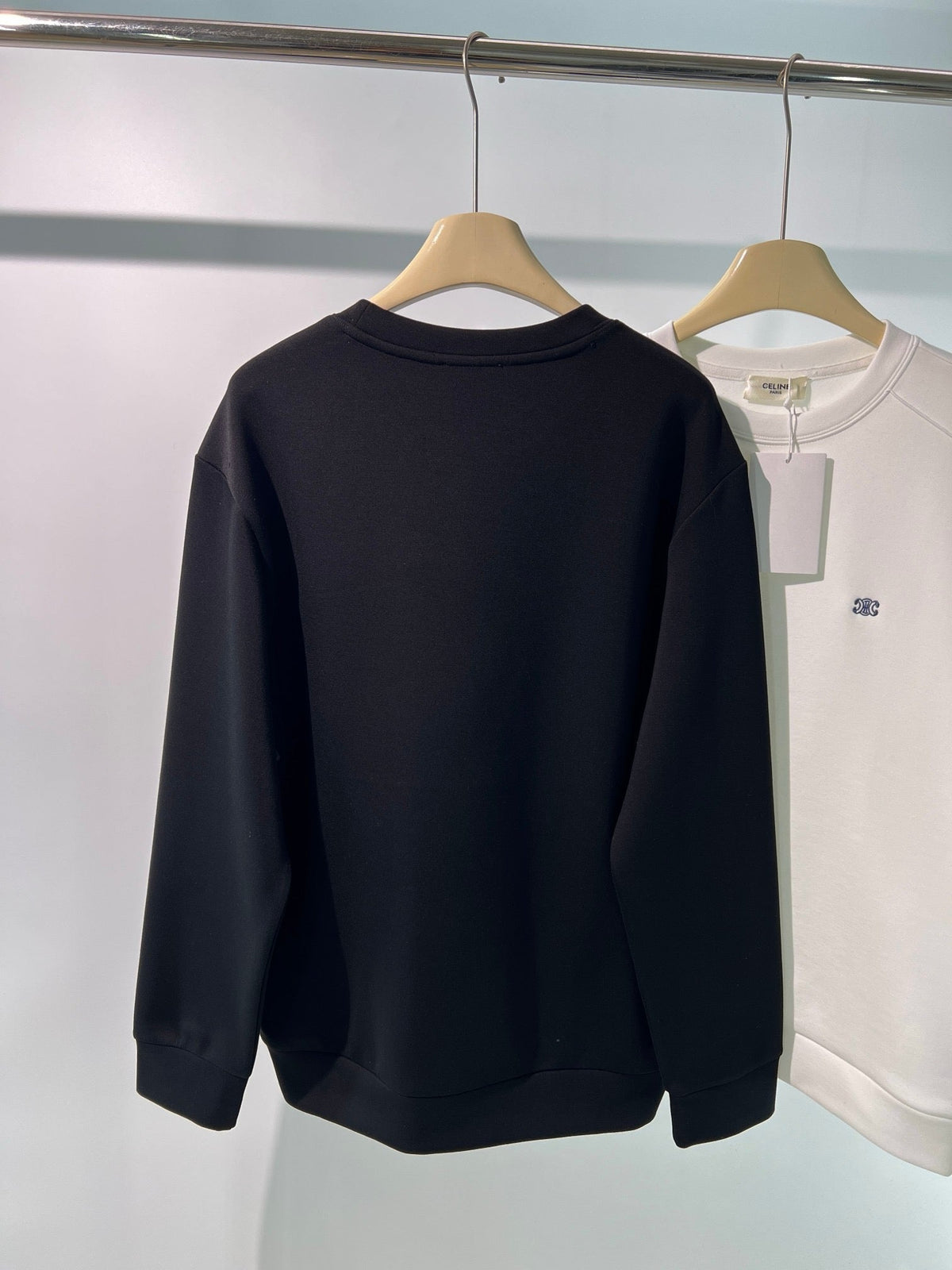 Black Cotton Small Logo Crewneck - Men's