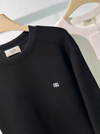 Black Cotton Small Logo Crewneck - Men's
