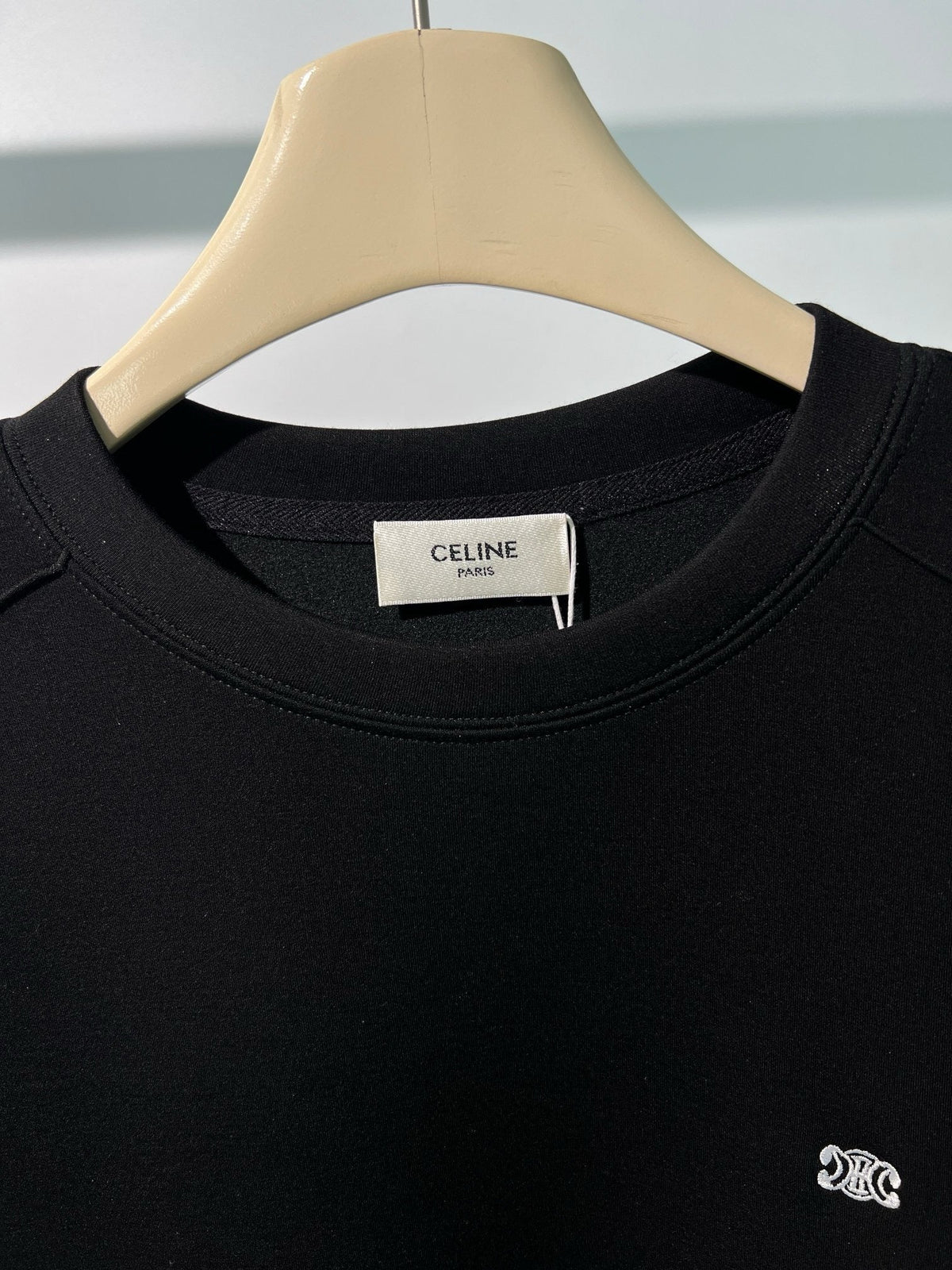 Black Cotton Small Logo Crewneck - Men's