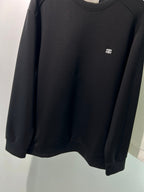 Black Cotton Small Logo Crewneck - Men's