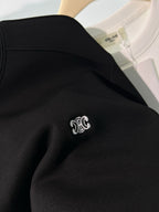 Black Cotton Small Logo Crewneck - Men's