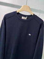 Black Cotton Small Logo Crewneck - Men's