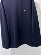 Black Cotton Small Logo Crewneck - Men's
