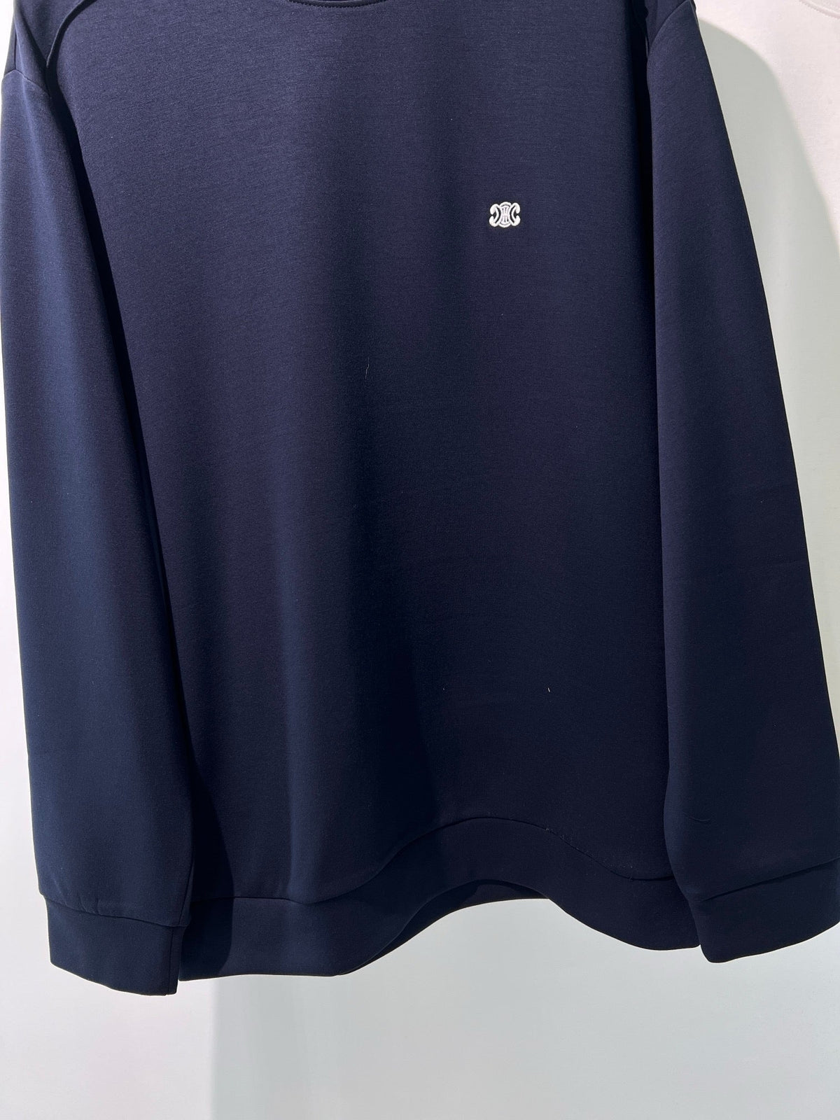 Black Cotton Small Logo Crewneck - Men's
