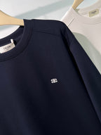 Black Cotton Small Logo Crewneck - Men's